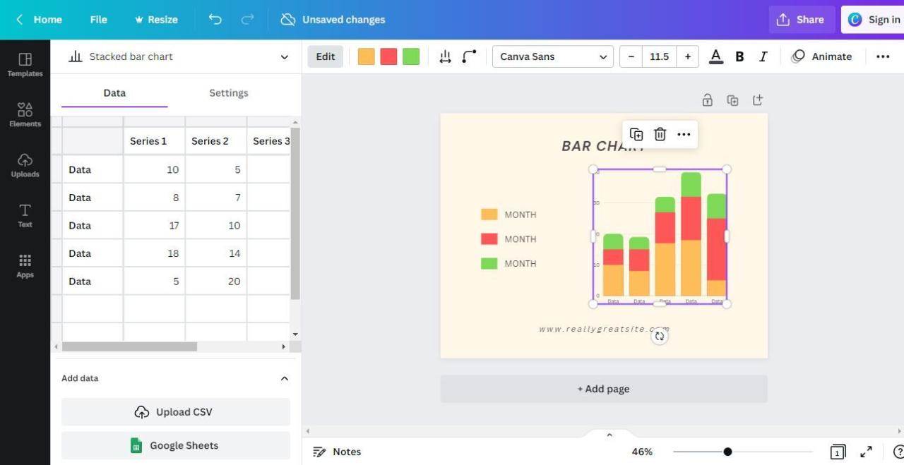 A Screenshot of Canva s Graph Creator In Use