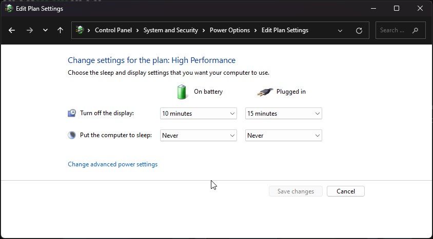 change advanced power settings control panel
