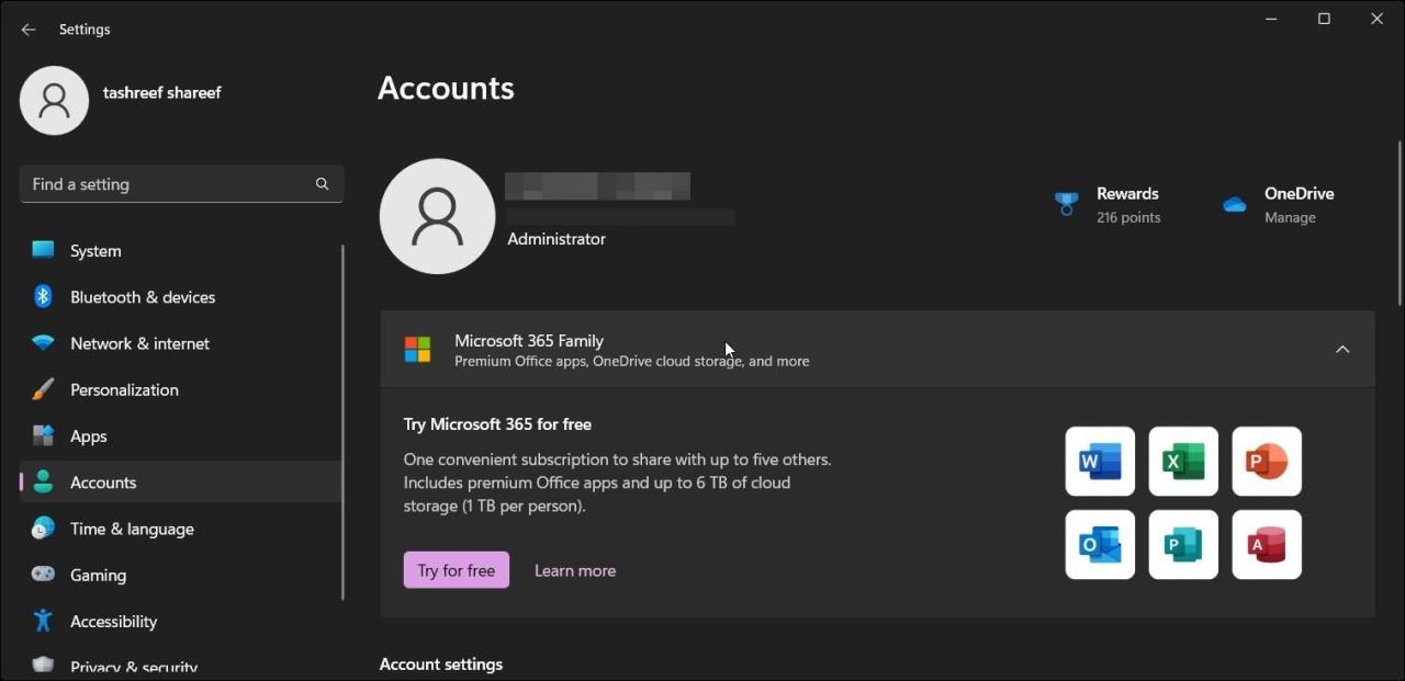 check account administrator status settings