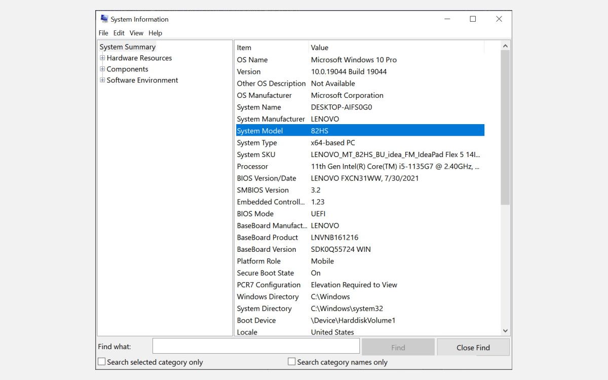 check system model number on the right