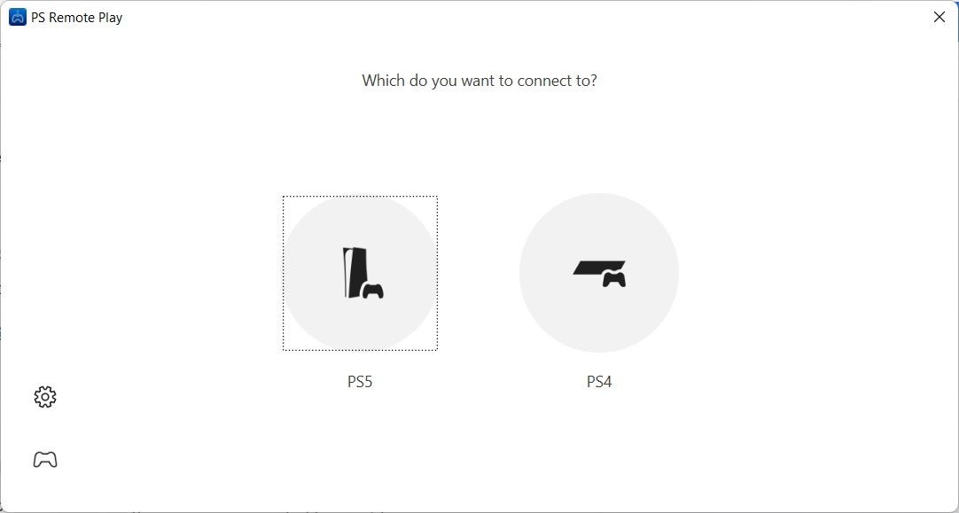 choosing which console to connect to on the ps remote play app for PC