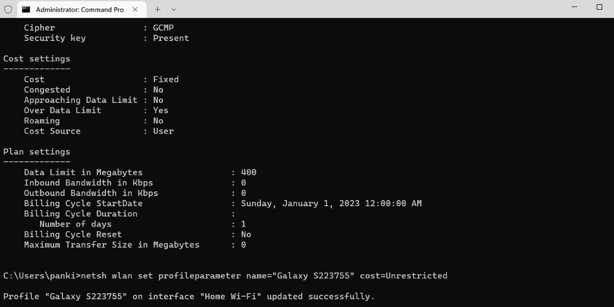 Disable Metered Connection in Windows 11 Using Command Prompt