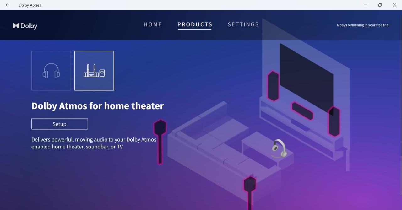 Products Page with Home Theater Setup Option