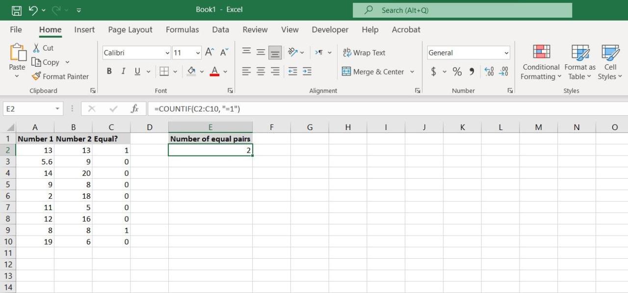 The COUNTIF function in Excel 