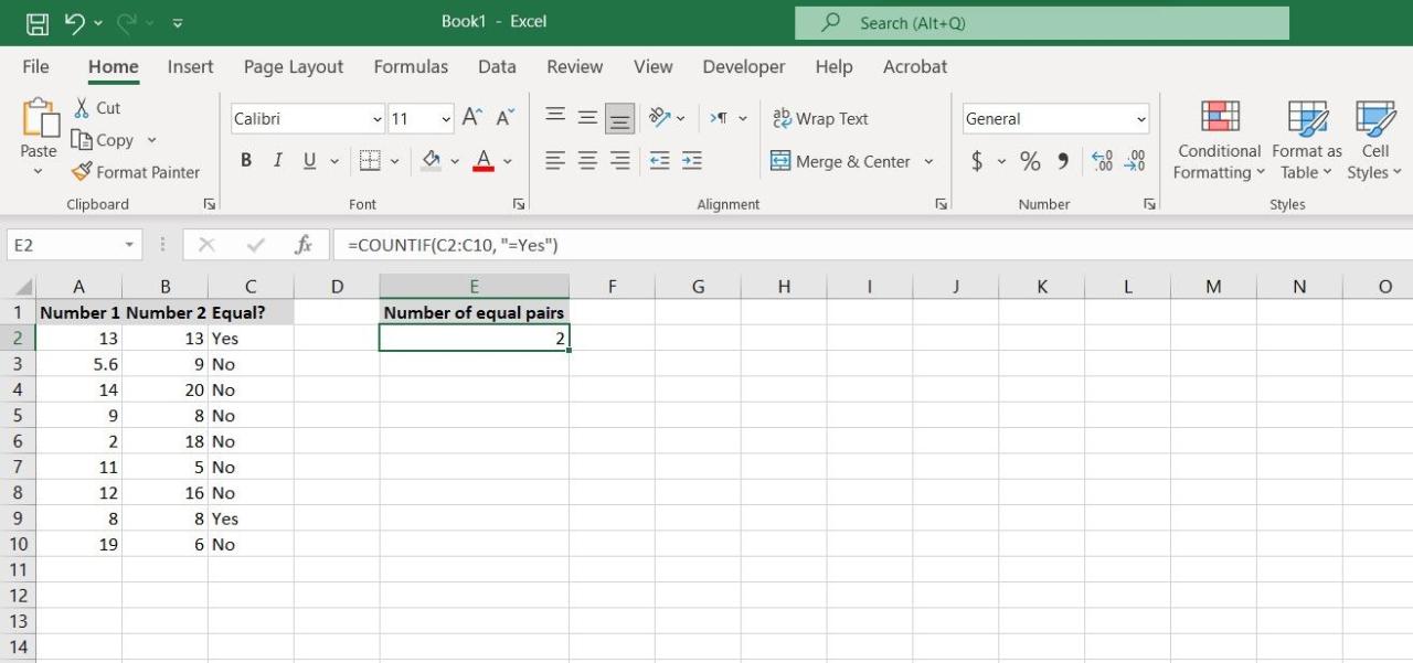 COUNTIF in Excel counting the output from IF