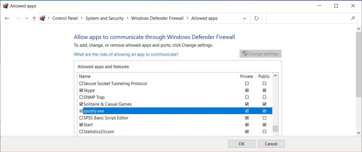 Spotify firewall settings