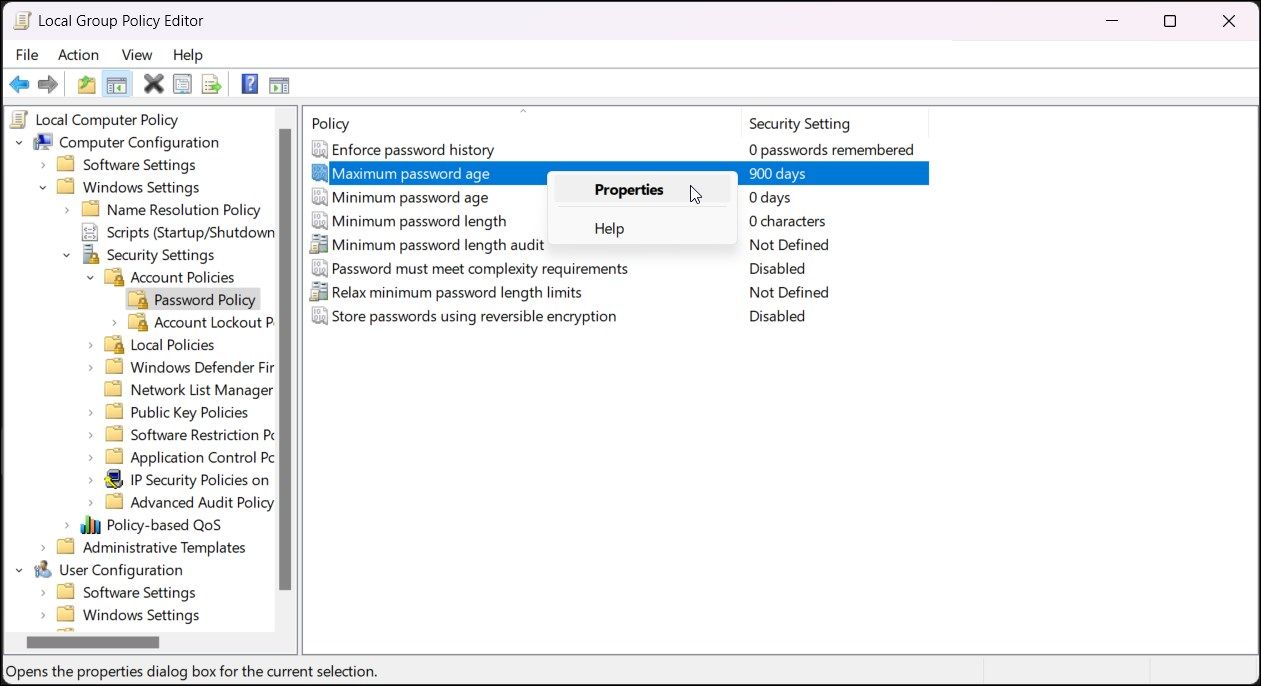 group policy editor password expiration age maximum