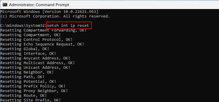 Ip Reset Command In Command Prompt