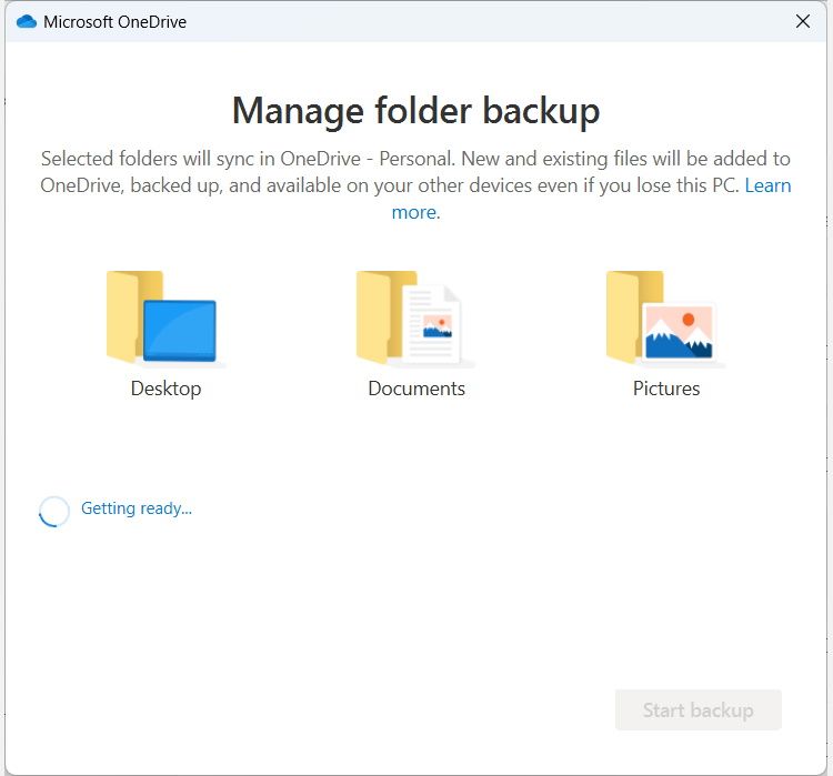 the manage folder window on Windows 11