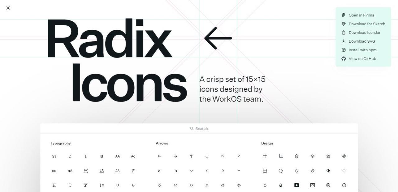 A Screenshot of Radix Icons s Landing Page