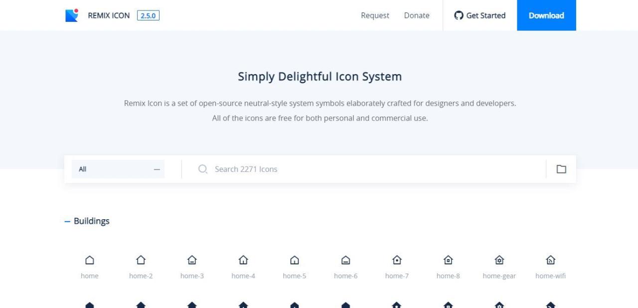 A Screenshot of Remix Icon s Landing Page