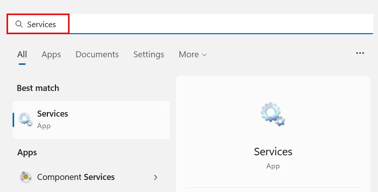 Services App In Windows Search