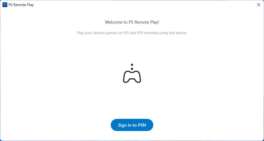 signing in to the PS remote play app on PC