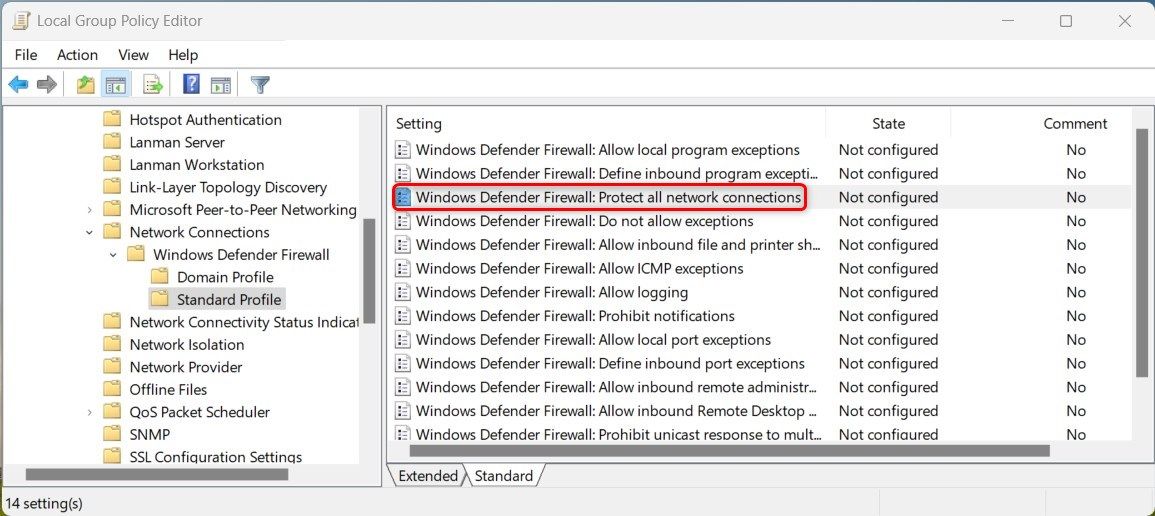 Turn Off the Firewall Using Group Policy Editor