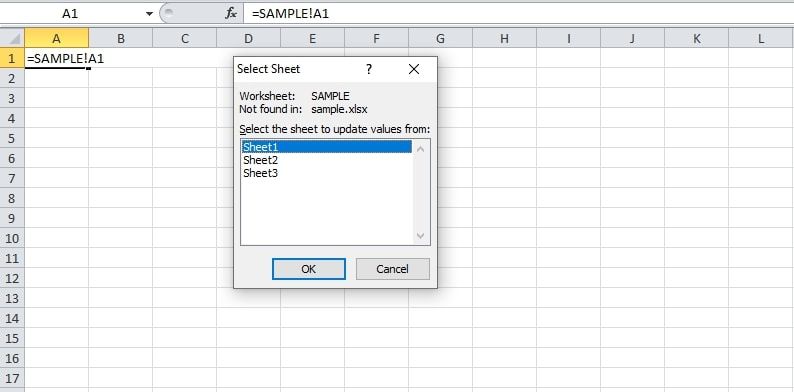 Using External References to link to the corrupted Excel File