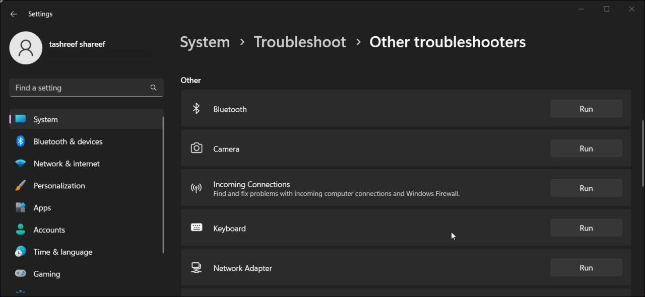 Windows 11 troubleshooter network adapter run