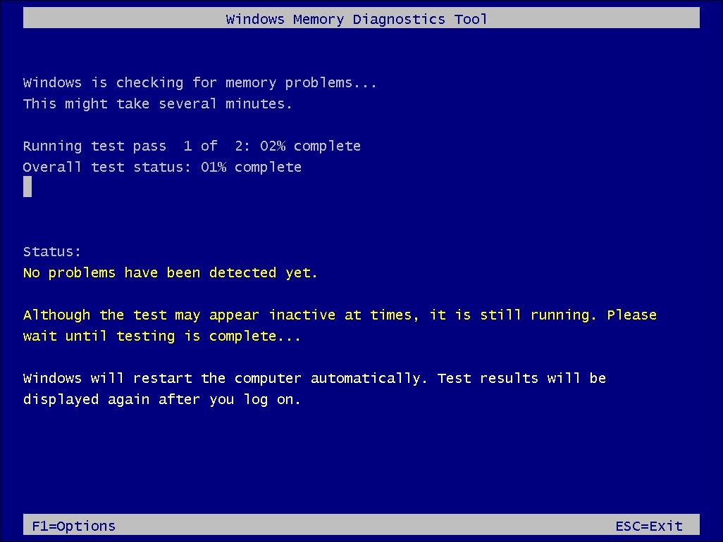 Windows memory diagnostic tool