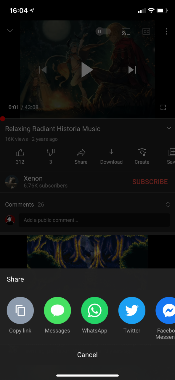 YouTube Sharing Options