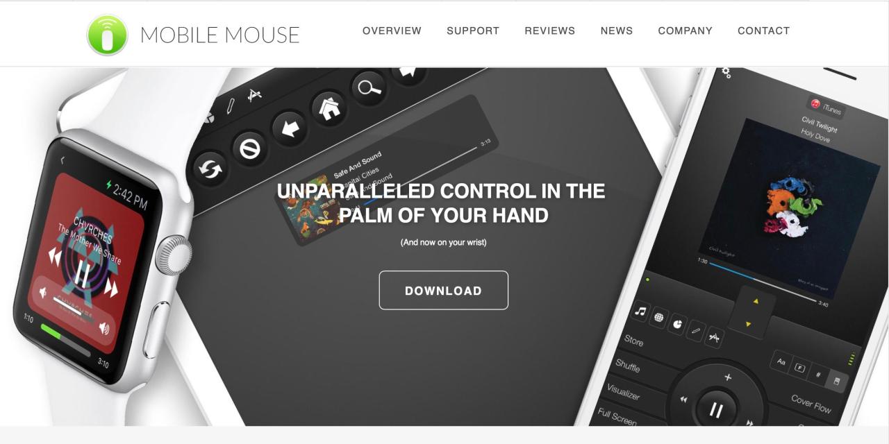 Mobile Mouse on Apple Watch, iPad and iPhone