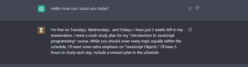 ChatgGPT prompt for crash study plan