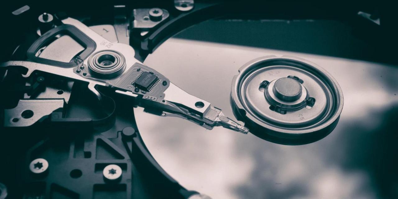 Close up image of a disk drive