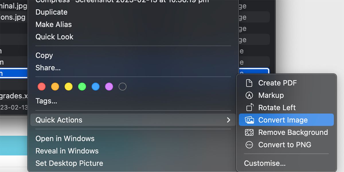 Convert Image in Finder macOS