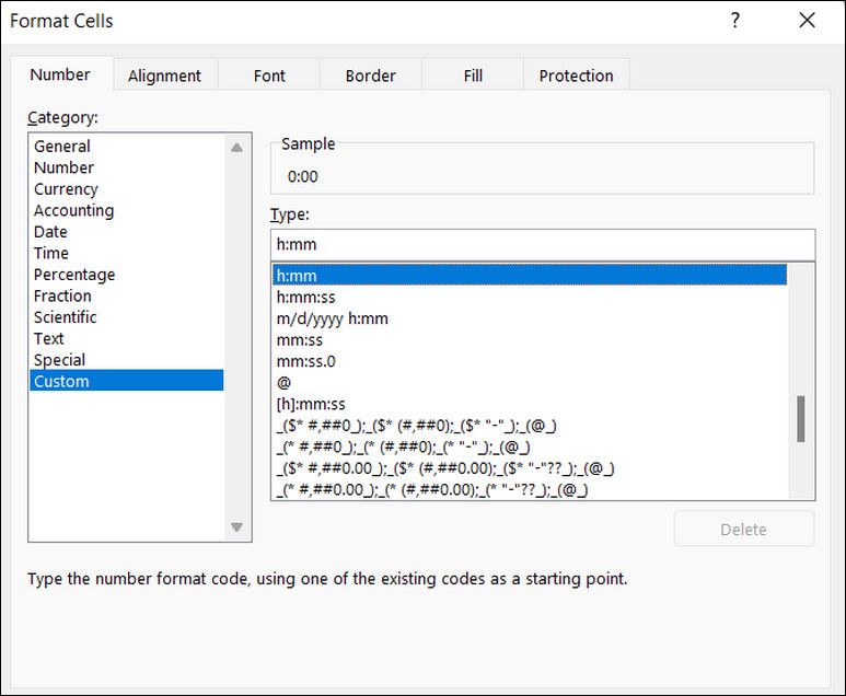 Choose the correct custom format in Excel