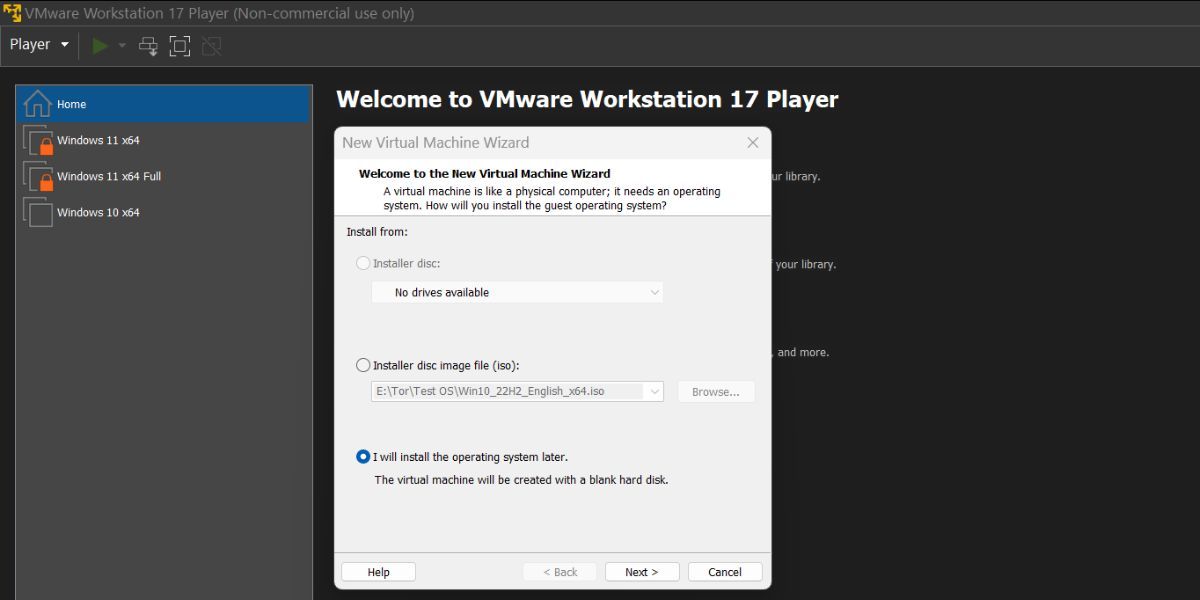 Creating a Windows 11 Virtual Machine In VMware Workstation 17 Player