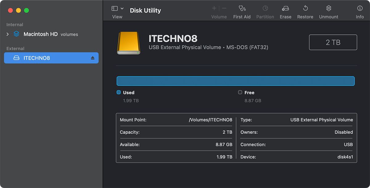 Disk Utility Interface on macOS