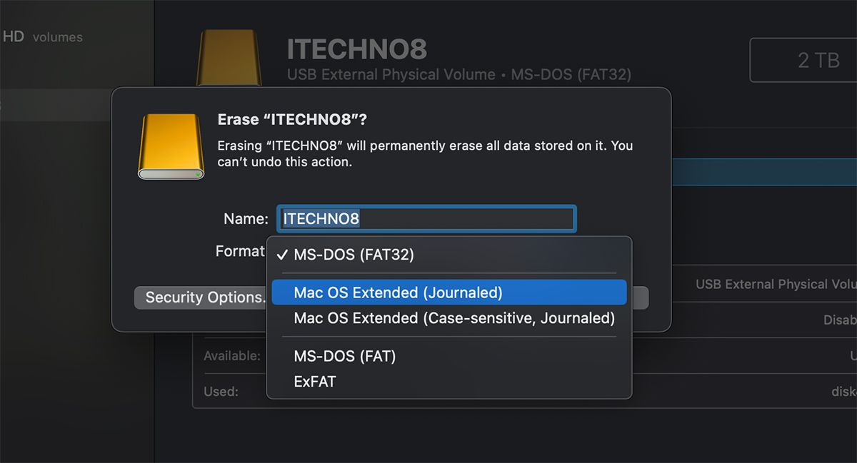 Format Drive using Disk Utility