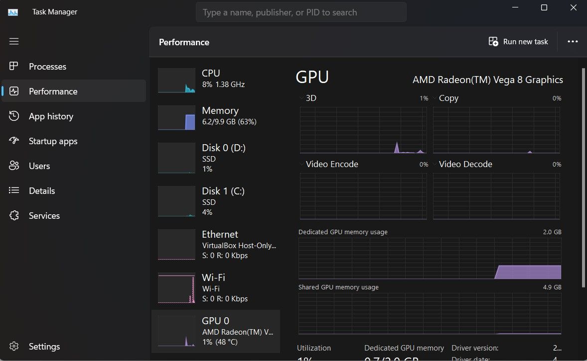 check graphics card using task manager