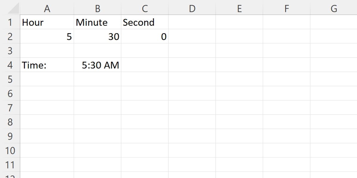 A spreadsheet with a number of hours, minutes, and seconds. Beneath these, a cell holds the timestamp that corresponds to the prior values.