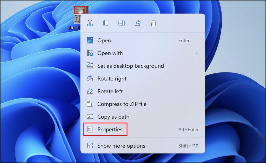 Access the properties of the file