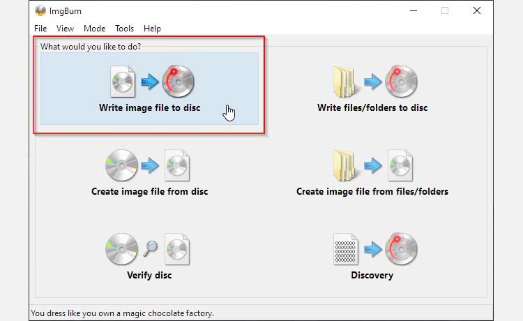 ImgBurn Write Image File to Disc