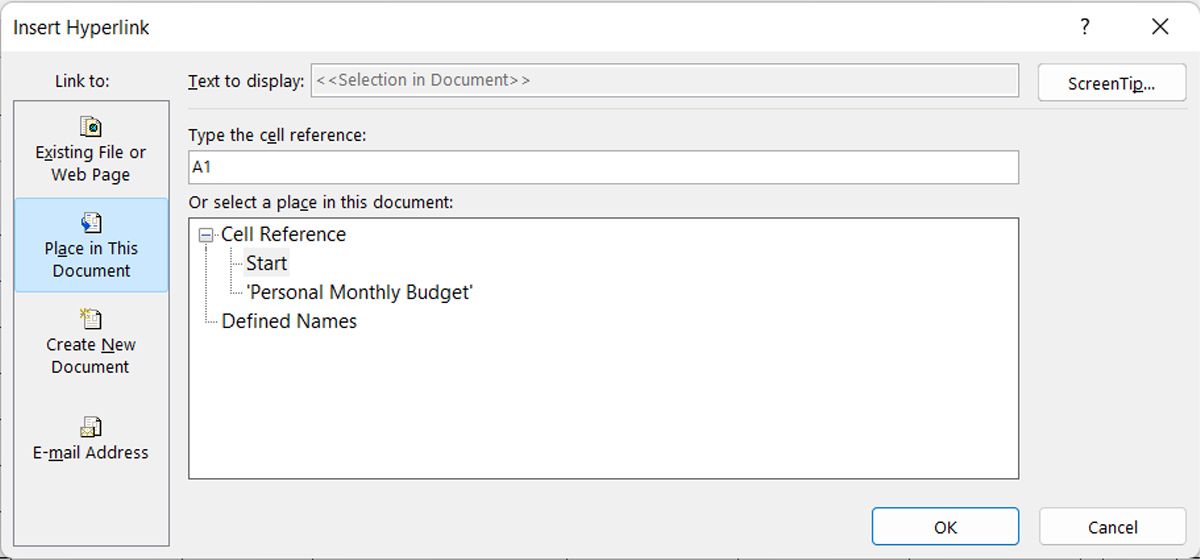 Link Excel cells