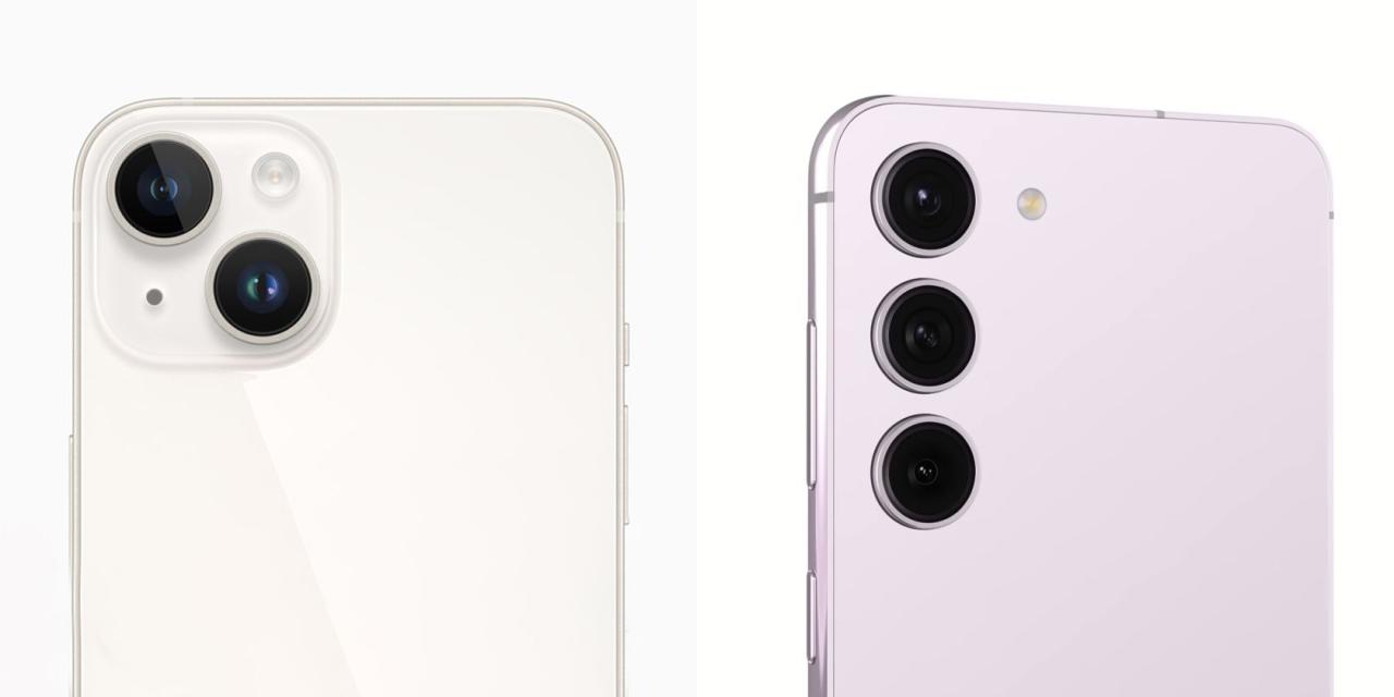 iPhone 14 Plus vs Galaxy S23  rear cameras