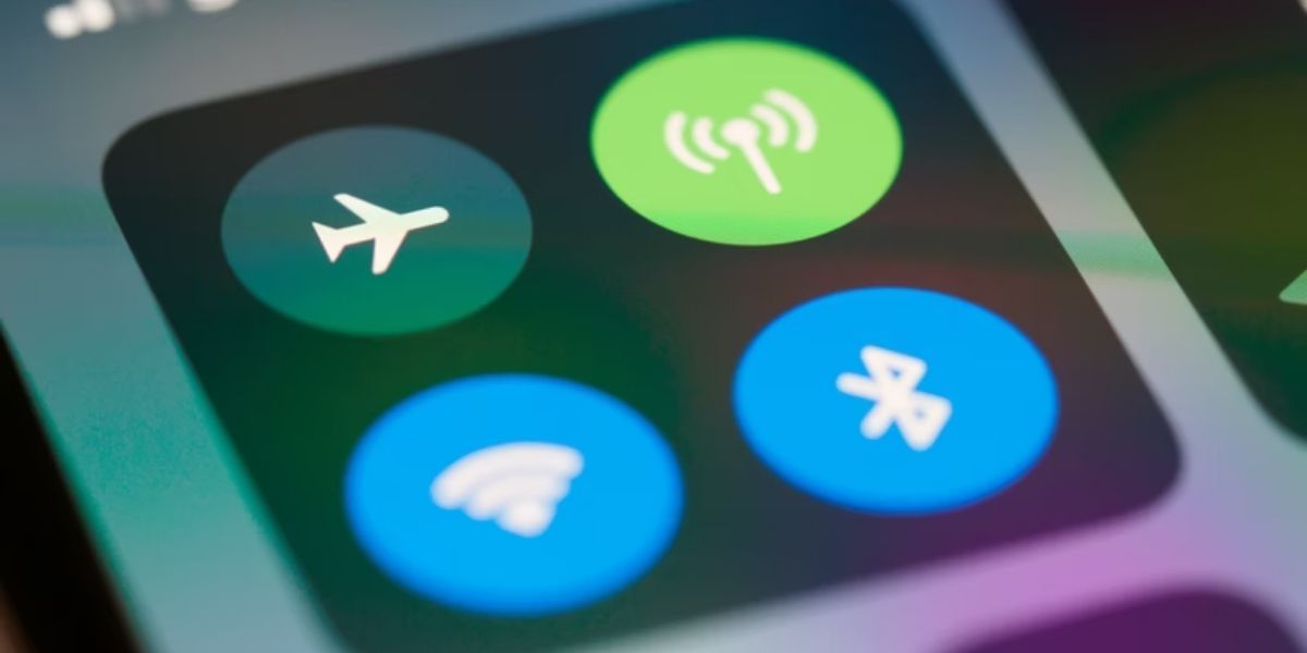 iphone control center showing airplane mode, cellular data, wifi, and bluetooth icons