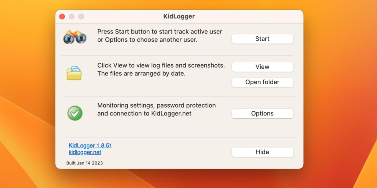 KidLogger Installation and Setup