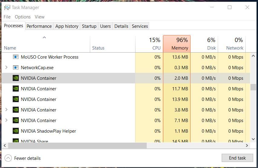 NVIDIA background processes