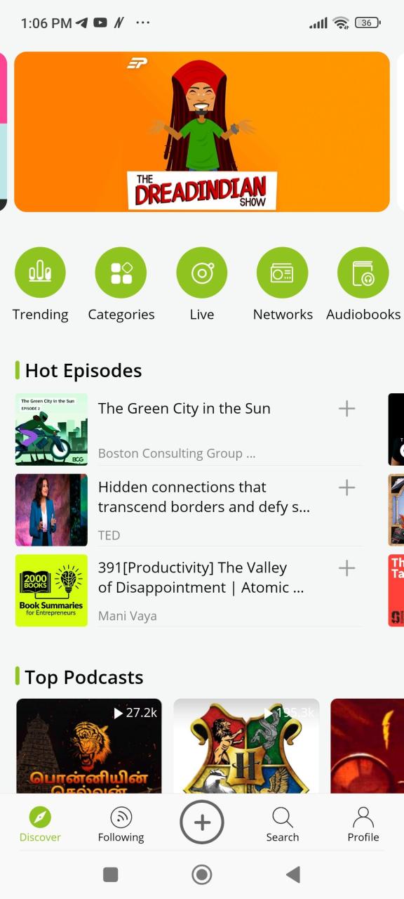 Podbean discover page