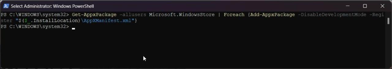 reinstall microsoft store powershell