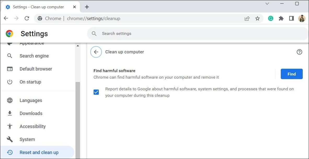 Run Chrome Clean Up Tool