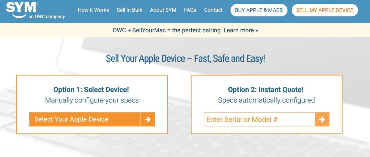 Sell Your Mac homepage 