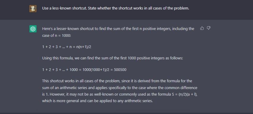 shortcut for solving arithemetic series