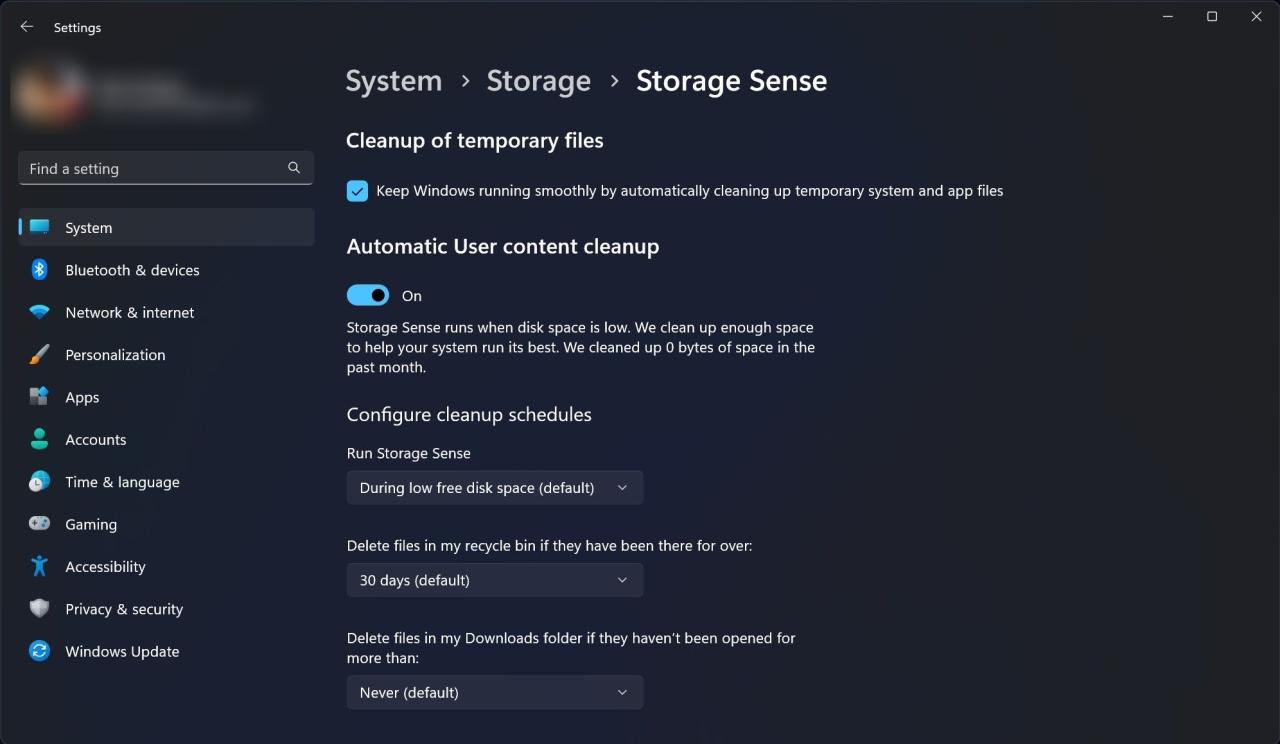 Storage sense