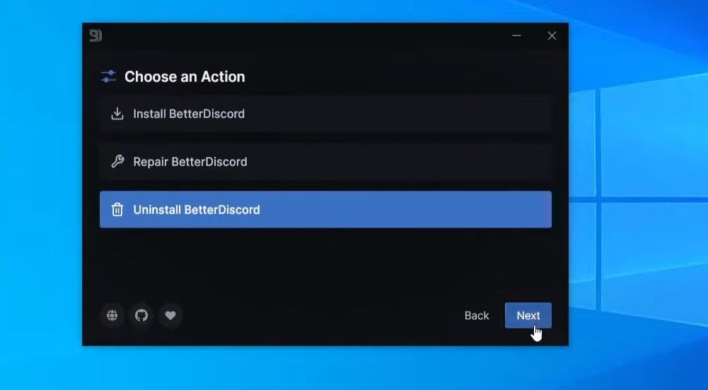 The Uninstall BetterDiscord option 