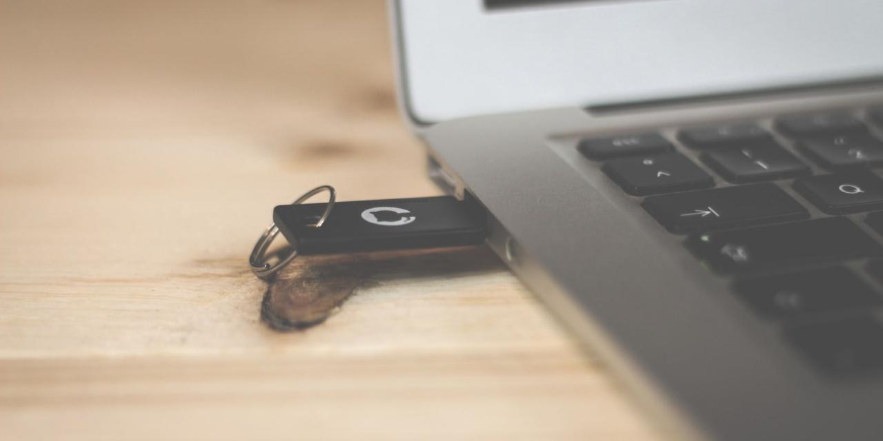 USB drive connected to a MacBook