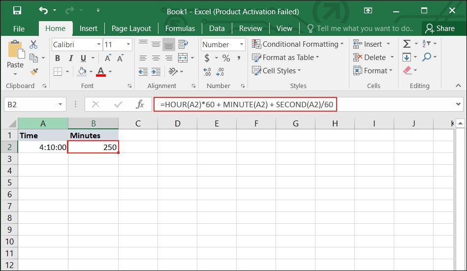 Use the hour formula to convert time into minutes