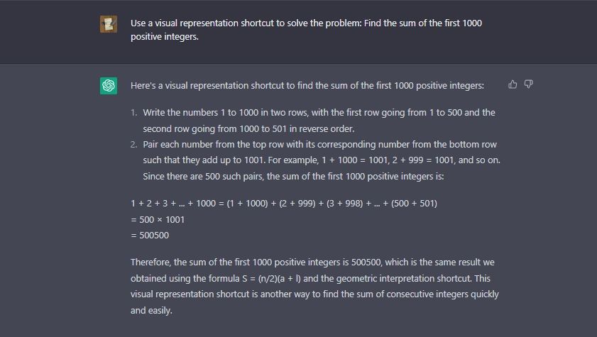 arithmetic series Visual representation shortcut by ChatGPT