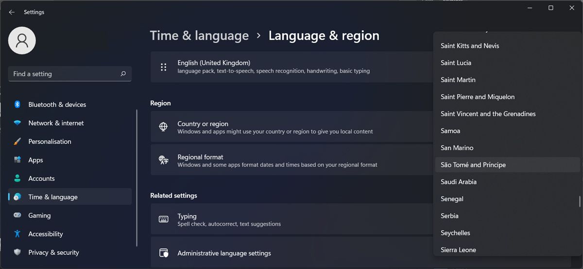 Change Windows region